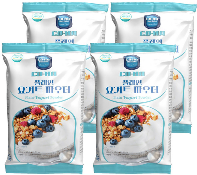 CONA 플레인 요거트 파우더, 1kg, 4개, 1개입
