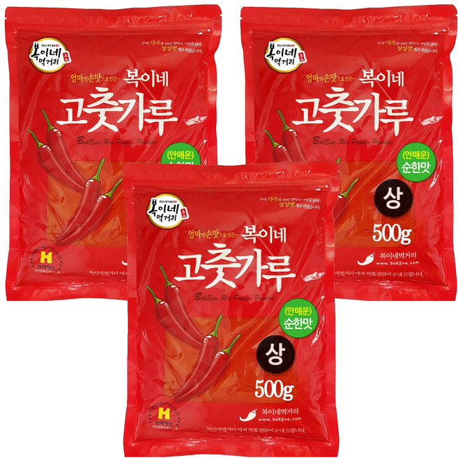 Bok2Nefood 辣椒粉 溫和原味 辣炒年糕用, 500g, 3包