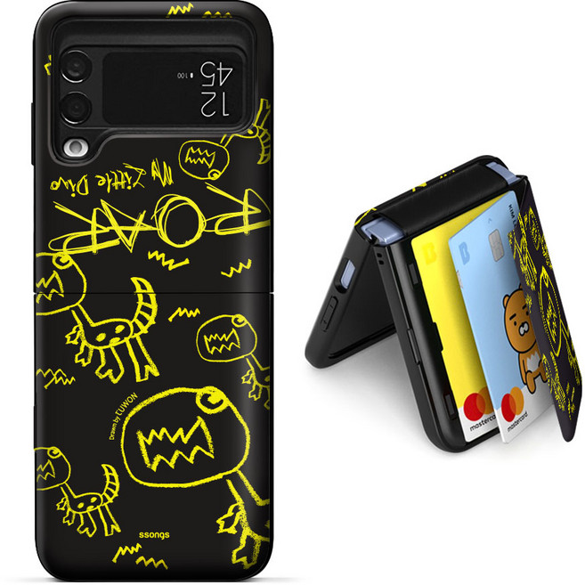 쏭스 Z플립4 마그네틱 도어범퍼 카드2장 휴대폰케이스 마이 리틀 다이노