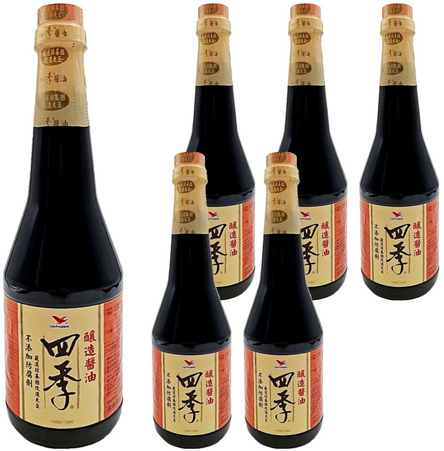 統一 四季 釀造醬油, 870ml, 6瓶