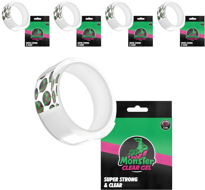 몬스터겔 다용도 초강력 실리콘 양면테이프 30mm x 1m, 투명, 5개