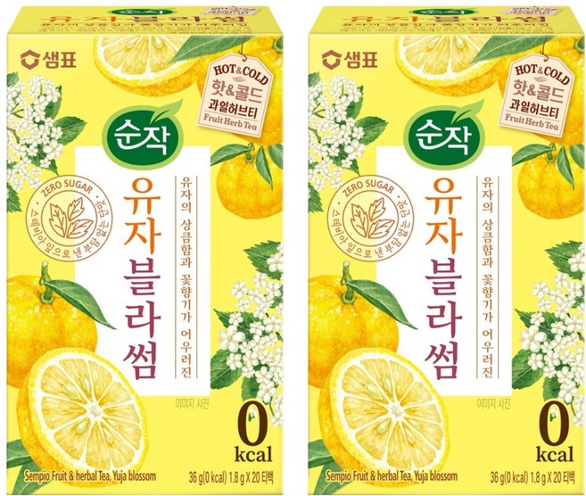 순작 유자블라썸 핫&콜드 과일허브티, 1.8g, 20개입, 2개