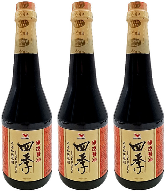 統一 四季 釀造醬油, 870ml, 3瓶