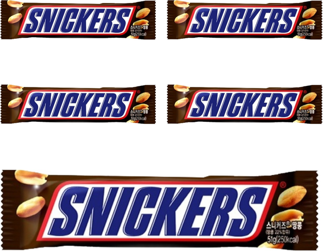 스니커즈 피넛 싱글 초콜릿, 51g, 5개