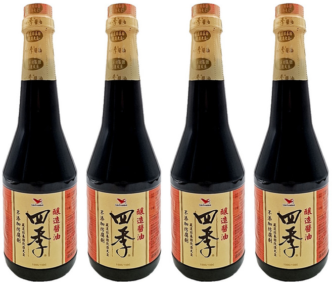 統一 四季 釀造醬油, 870ml, 4瓶