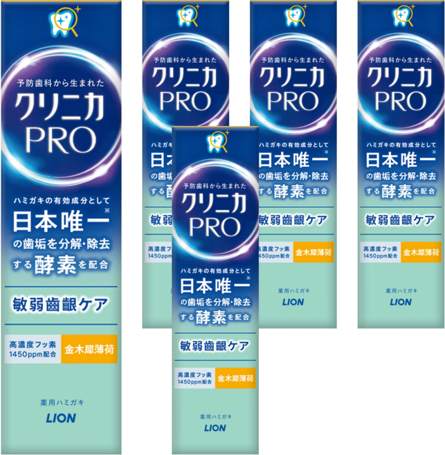 LION 獅王 固齒佳 台灣公司貨 PRO 酵素抗敏牙膏 金木犀薄荷, 95g, 1入, 5條