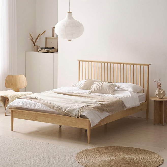 우아미가구 쿠안 원목 침대 프레임 단품 방문설치, 내추럴