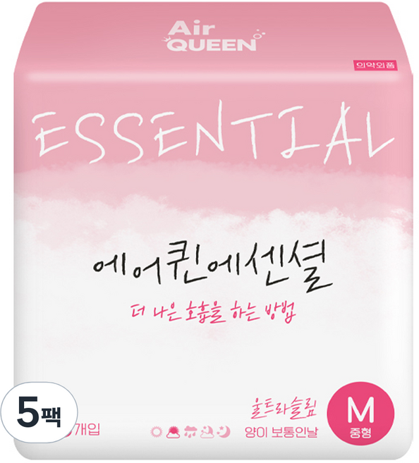 에어퀸 에센셜 울트라슬림, 중형, 18개입, 5개