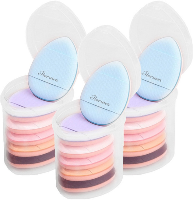 떼루와 초밀착 미니 핑거 퍼프 물방울 에어 쿠션 6P + 케이스, 3개, 혼합색상