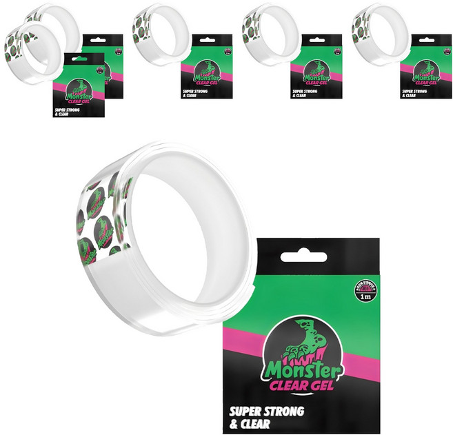 몬스터겔 다용도 초강력 실리콘 양면테이프 30mm x 1m, 투명, 6개