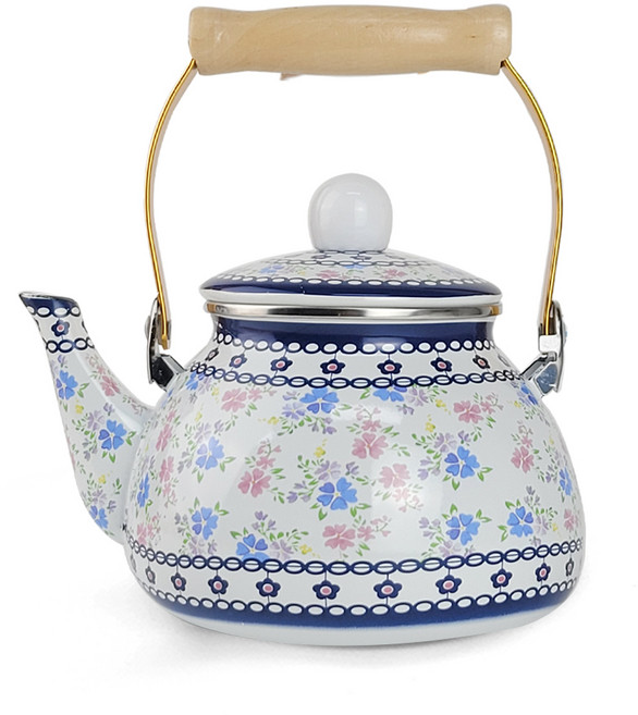 미르코리아 쏘넘 플라워패턴 법랑주전자, 1300ml, 바이올렛, 1개