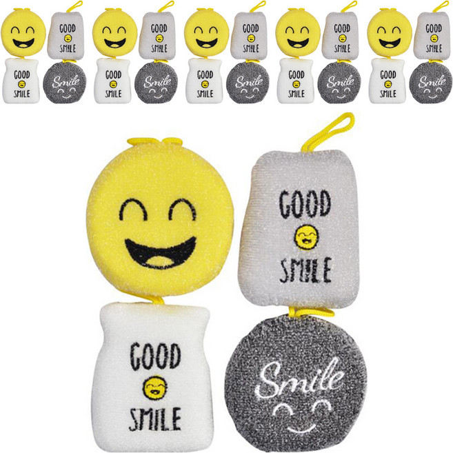 스마일 아크릴 수세미, 4개, 6세트