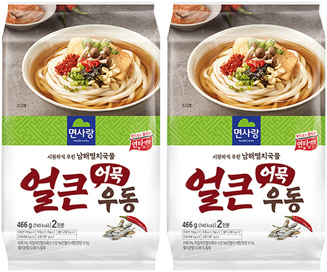 면사랑 얼큰어묵우동 2인분, 466g, 2개