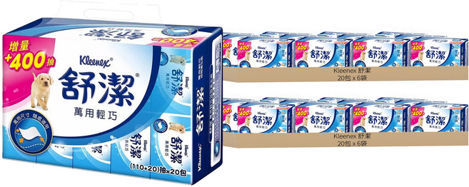 Kleenex 舒潔 110 + 20抽 萬用輕巧抽取衛生紙 83020, 20包, 12袋