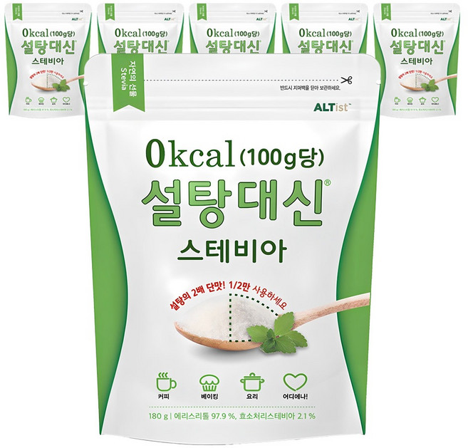 설탕대신 스테비아 에리스리톨 설탕, 180g, 6개