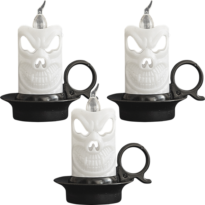 3"亮燈蠟燭油燈擺飾, 白色