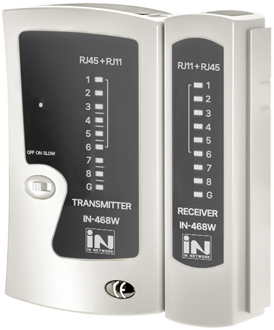 인네트워크 분리형 랜케이블 테스터기 IN-468W, 화이트, 1개, 105mm