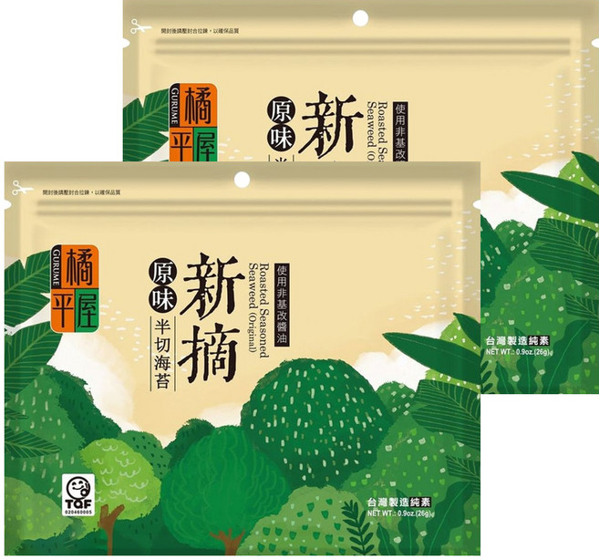 橘平屋 新摘半切海苔 原味, 26g, 2包