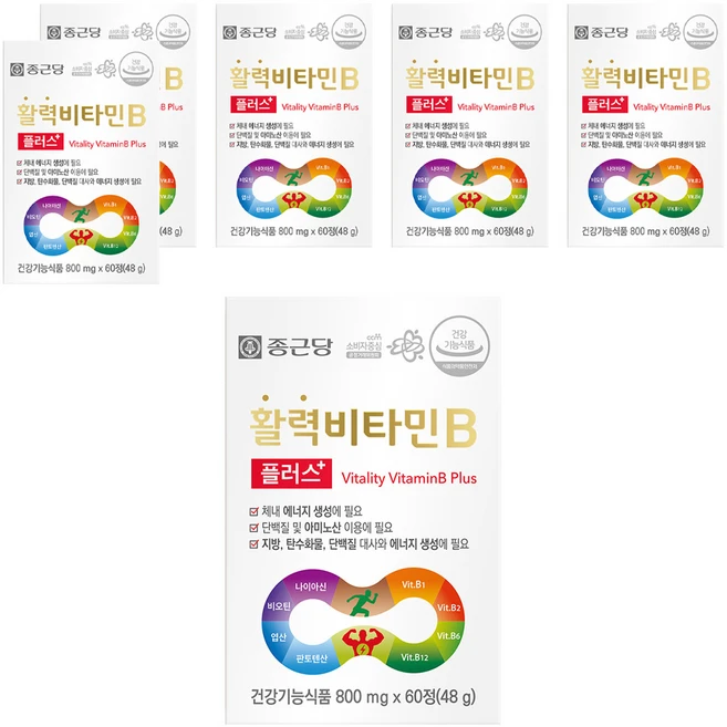 종근당 정품 활력 비타민B 플러스, 60정, 6개 - 쿠팡