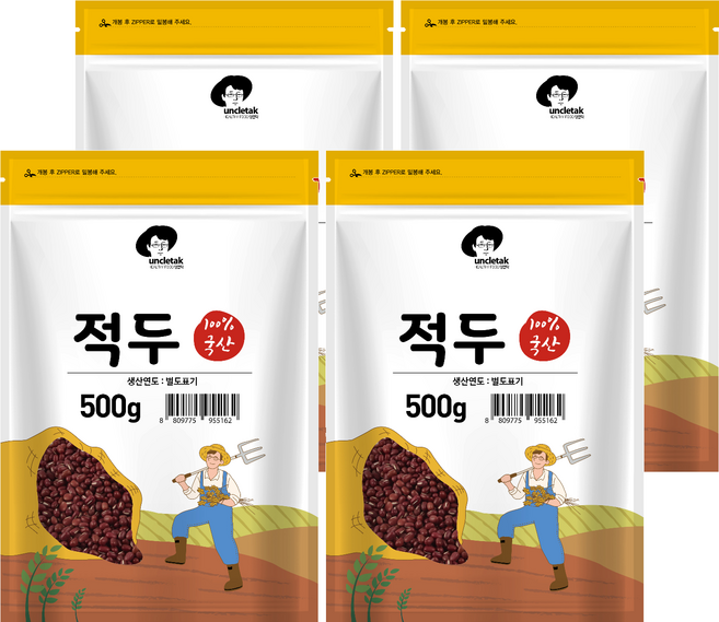 엉클탁 국산 적두 팥, 500g, 4개