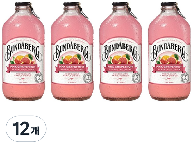 분다버그 핑크 그레이프푸르트 탄산음료, 375ml, 12개