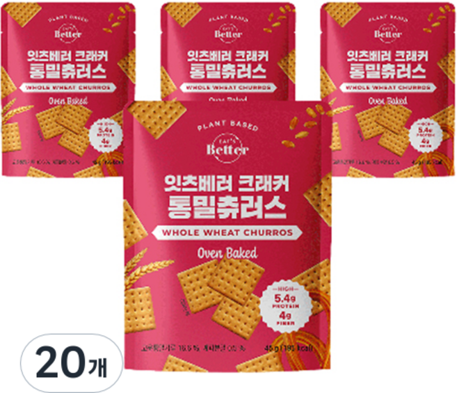잇츠베러 크래커 통밀츄러스, 45g, 20개