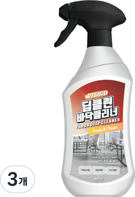 위시오 데코타일 PVC 찌든때 오염 박리 제거 딥클린 바닥클리너, 3개, 800ml