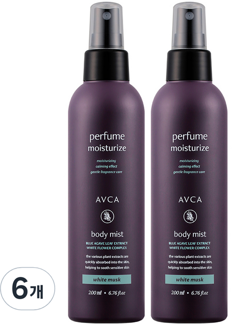 아브카 퍼퓸 대용량 바디 미스트 화이트머스크향, 6개, 200ml