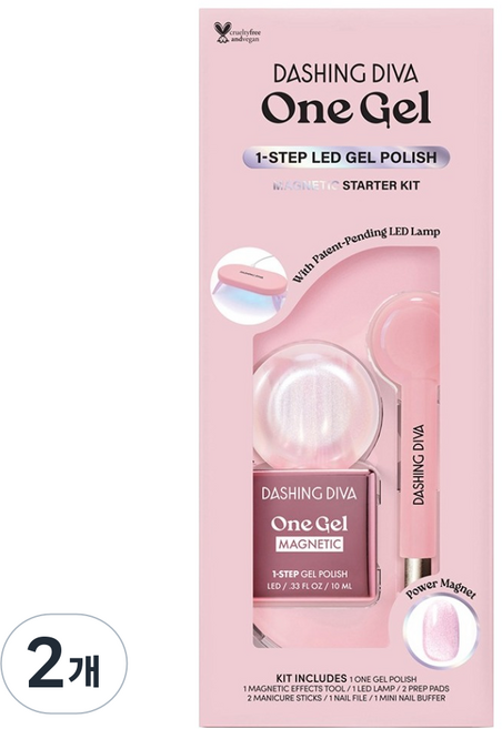 데싱디바 원젤 마그네틱 젤네일 키트, 문 블러쉬, 2개