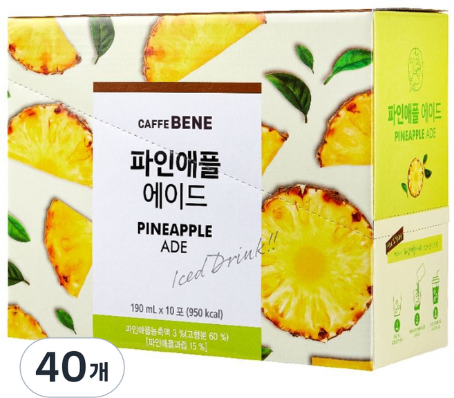 카페베네 파인애플 에이드, 190ml, 40개