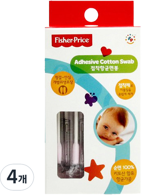 피셔프라이스 베이비점착면봉 개별포장, 50개입, 4개