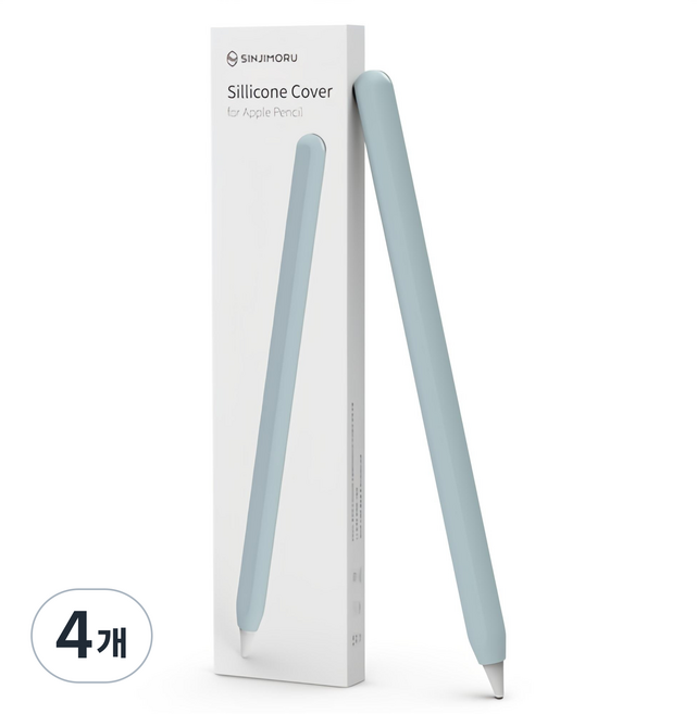 신지모루 슬림 애플펜슬 프로 2세대 실리콘 케이스, 라이트 블루, 4개