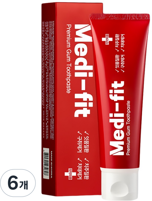 메디핏 잇몸 재생 무불소 치약, 6개, 120g