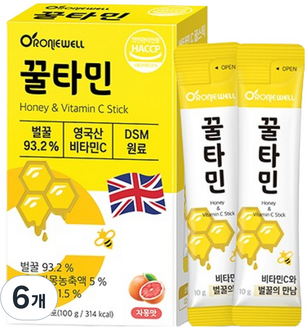로니웰 꿀타민 자몽맛 10포, 100g, 6개