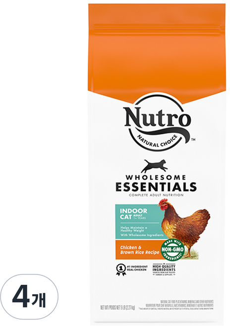 뉴트로 어덜트 실내묘용 건식사료, 닭, 2.27kg, 4개