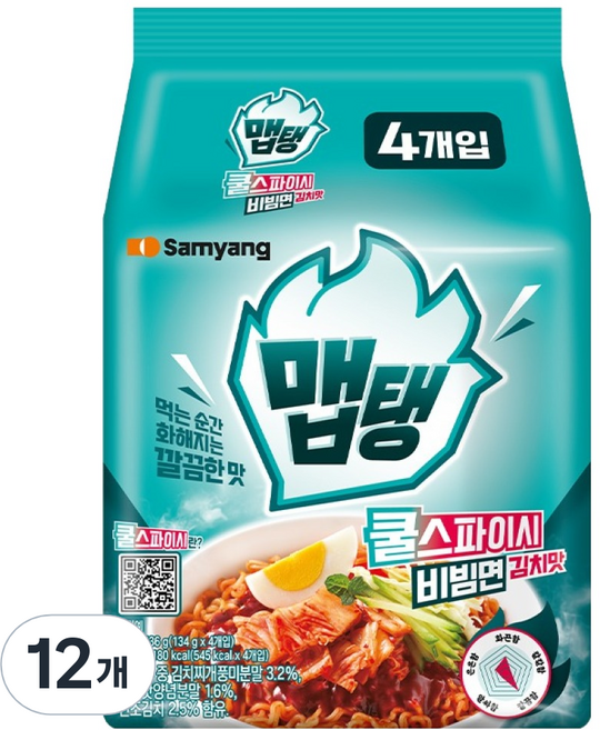 맵탱 쿨스파이시 비빔면 김치맛 134g, 12개