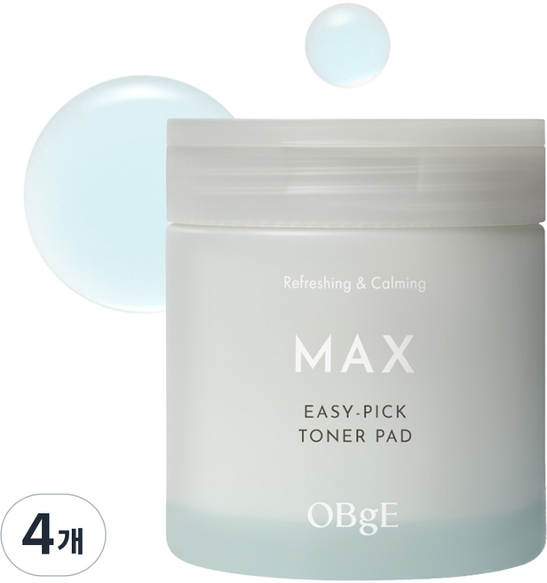 OBge 맥스 이지 픽 토너 패드 250ml, 60매입, 4개