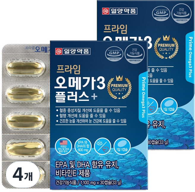 일양약품 프라임 오메가3 플러스 33g, 30정, 4개