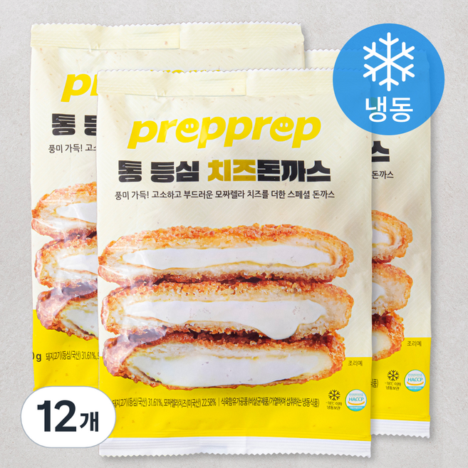 프렙프렙 통 등심 치즈 돈까스 (냉동), 140g, 12개