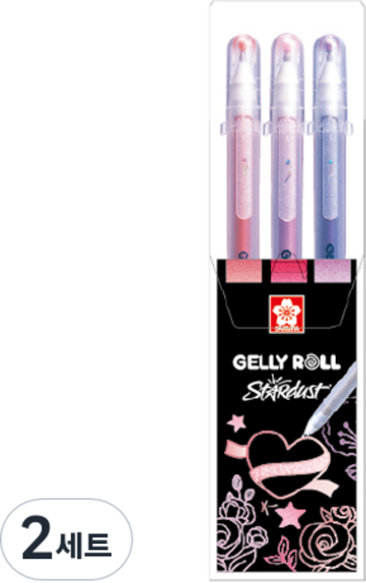 겔리롤 볼펜 3종 세트 1.0mm, 루비레드, 펄핑크, 에머시스트퍼플, 2세트