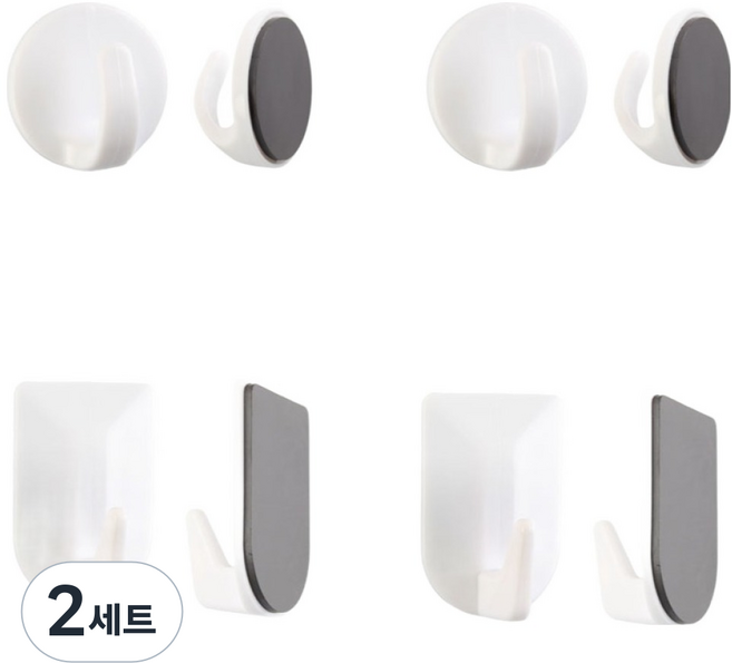i-MATE 磁吸掛鉤 方圓形4入 + 圓形4入組, 白色, 2套