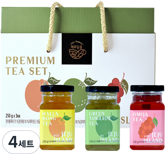 제주담움 프리미엄 차 한라봉 250g + 청귤 250g + 오미자 250g 세트, 4세트