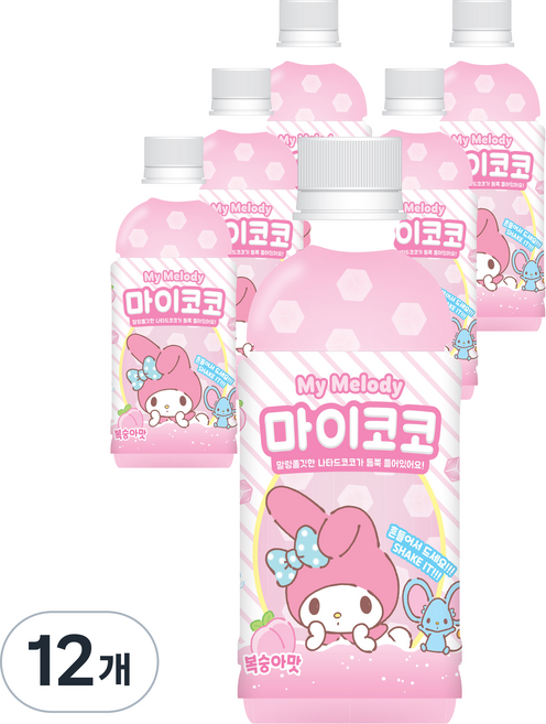 My Melody水蜜桃椰果飲, 340ml, 12瓶
