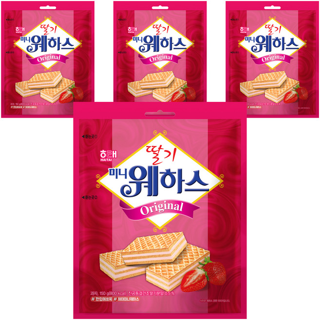 해태제과 딸기 미니 웨하스, 150g, 4개