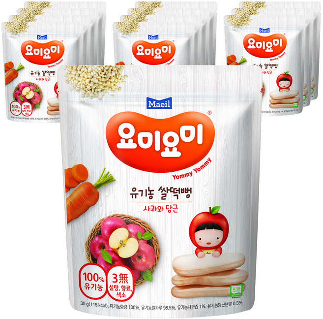 요미요미 유기농 쌀떡뻥, 사과와 당근 x 12개, 30g, 12개