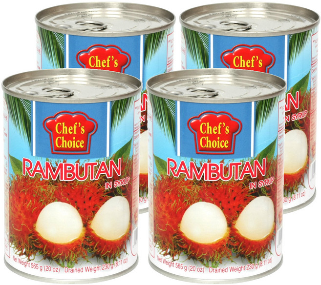 쉐프의초이스푸드 람부탄 과일 통조림, 565g, 4개