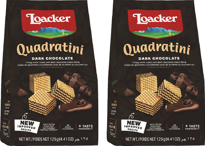 Loacker 萊佳哈斯 方角哈斯餅 黑巧克力風味 香濃不死甜, 125g, 2包