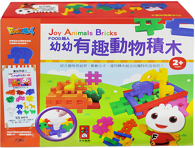 風車圖書 幼幼有趣動物積木 2歲以上 250g, 多色, 1盒