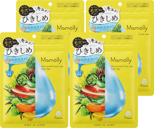 Mamolly 日常柔滑面膜 緊緻 140ml, 7片, 4包