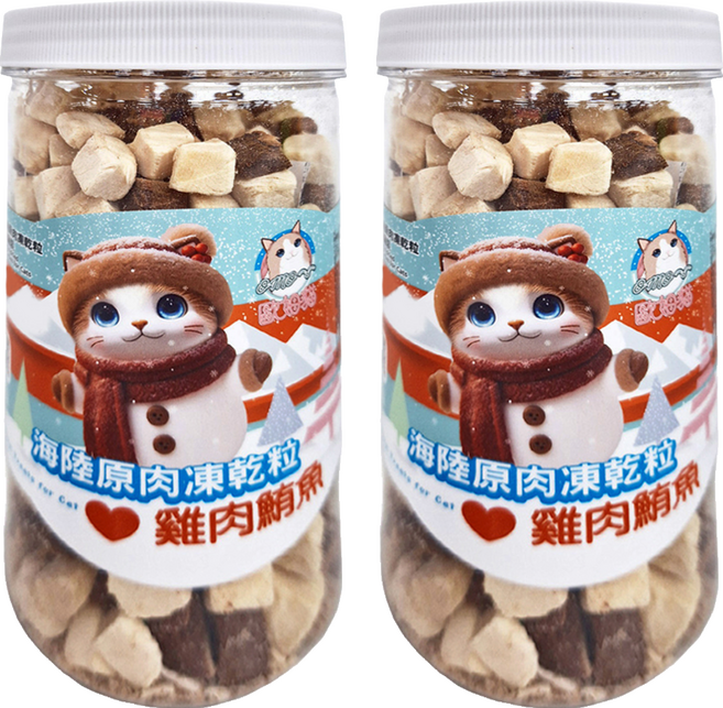 歐姆貓 海陸原肉凍乾粒, 雞肉鮪魚, 90g, 2罐